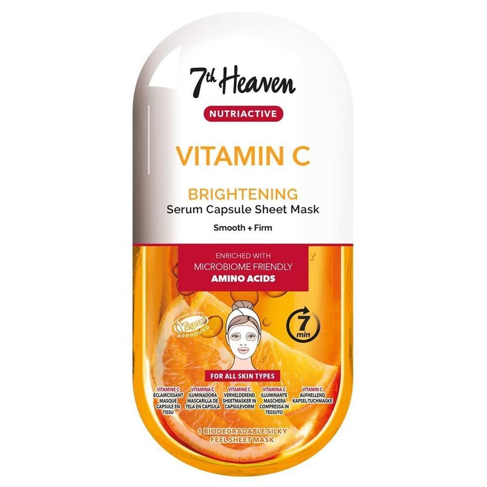 7th Heaven Vitamin C Sheet Mask: Kapsel mit aufhellendem Serum für alle Hauttypen.