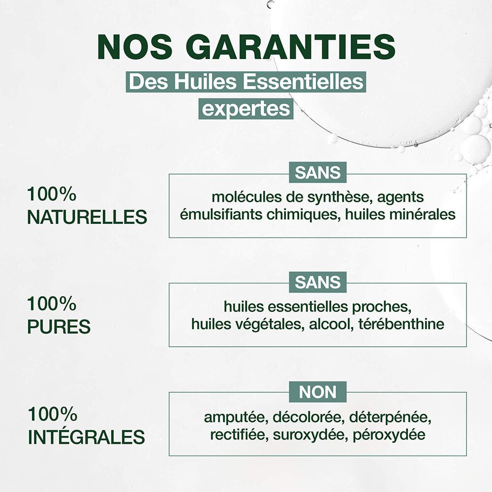 Grafik mit Garantien: Ohne synthetische Moleküle, ohne Pflanzenöle, 100% integral.