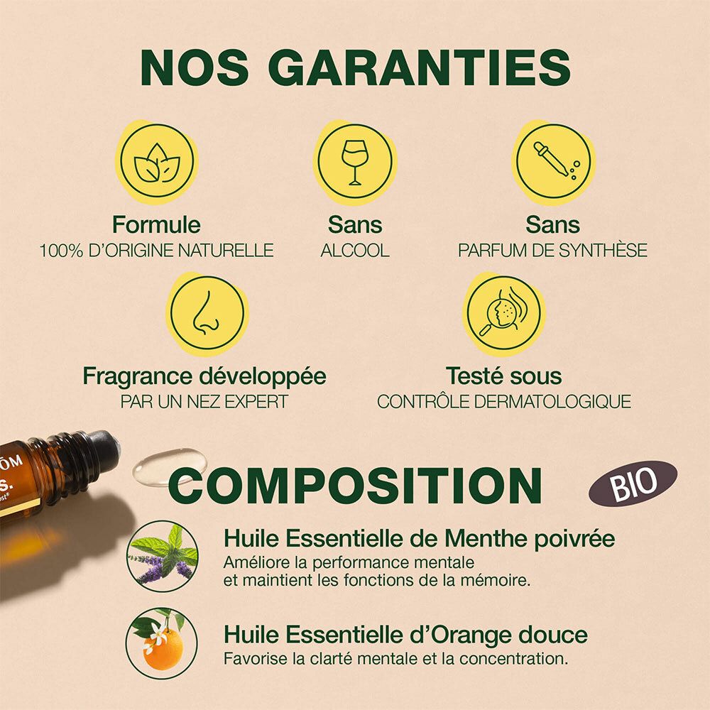 Grafik mit Garantien. Formel 100% natürlichen Ursprungs, ohne Alkohol, ohne synthetische Parfums.