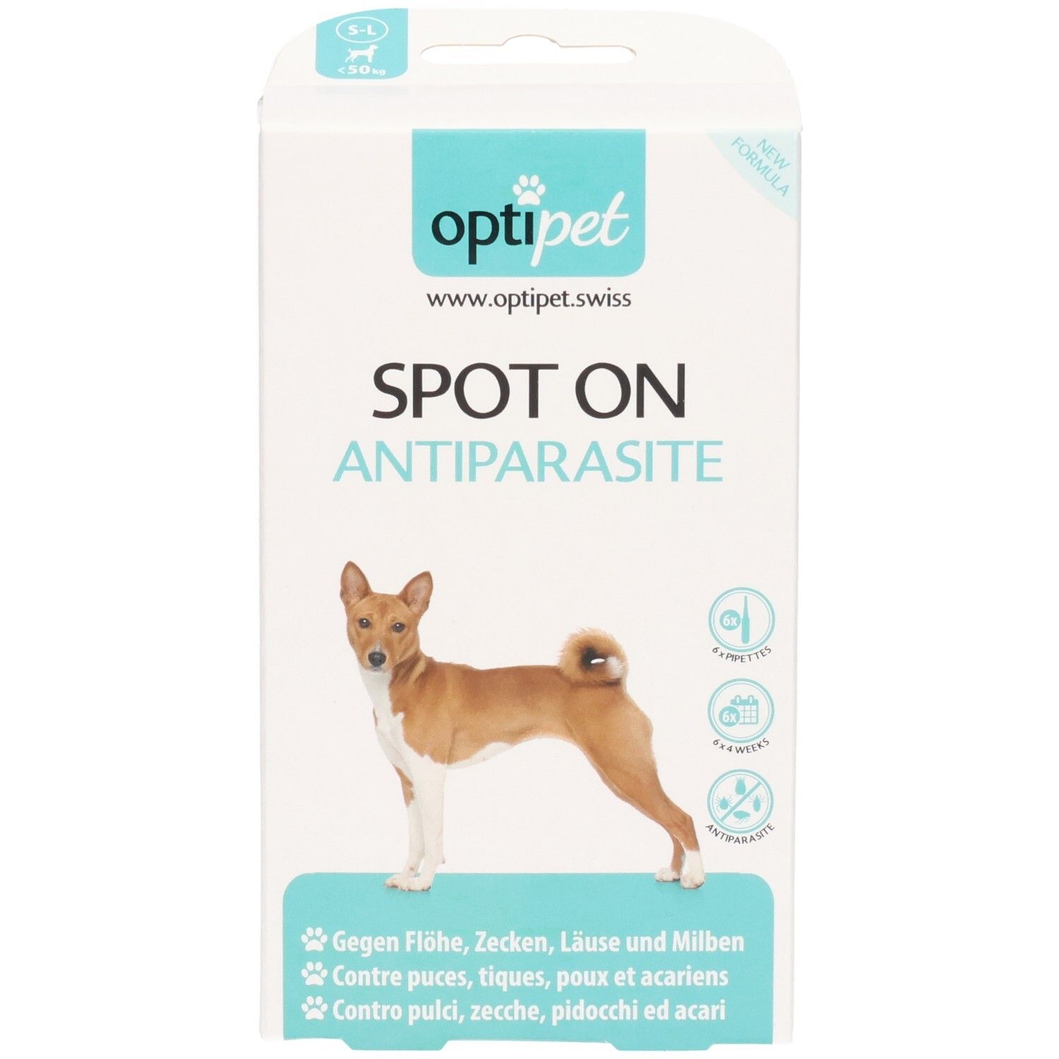 OptiPet Spot On Antiparasite Pipetten für Hunde, gegen Flöhe, Zecken und Läuse.
