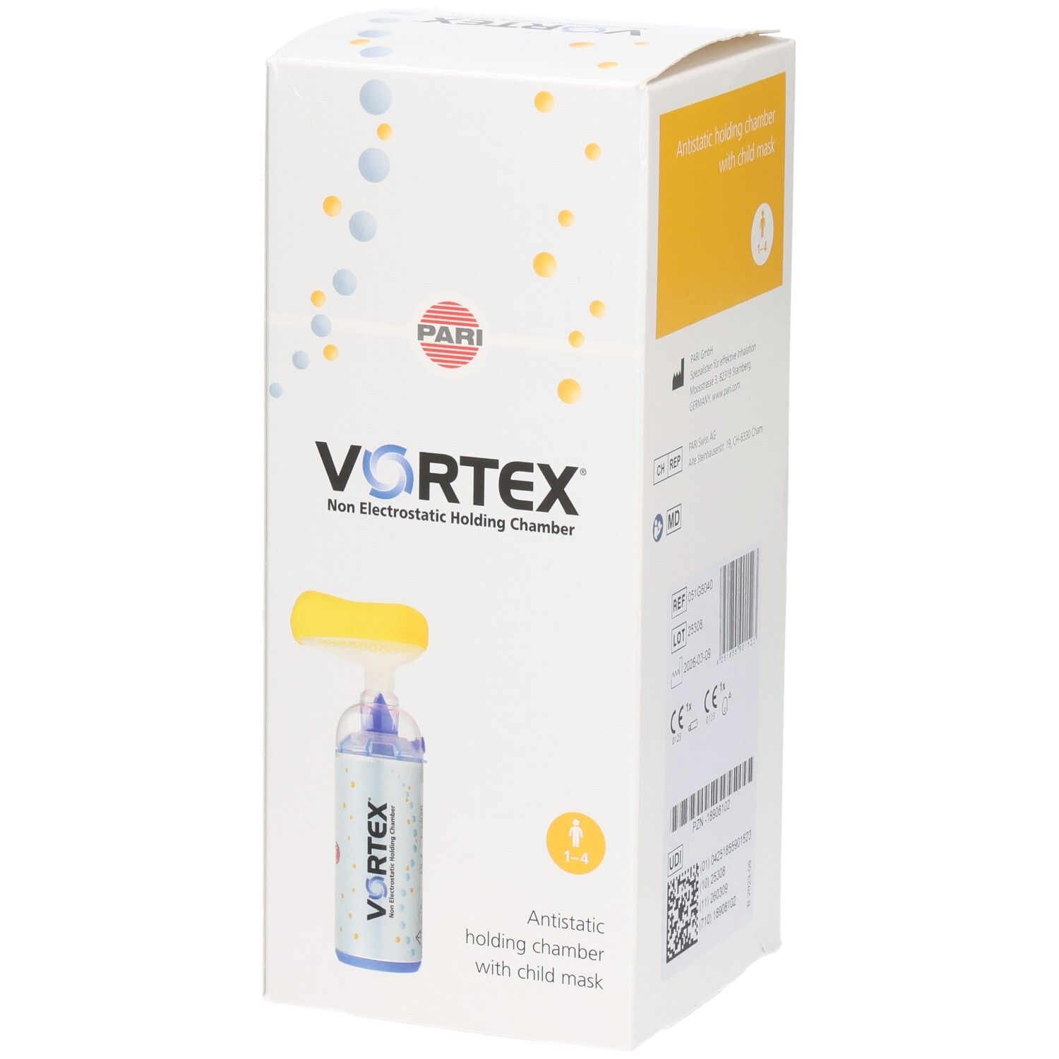 VORTEX® Inhalationsgerät mit Maske für Kinder. Antistatische Inhalationskammer.