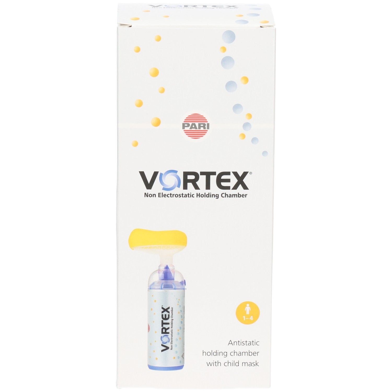 VORTEX® Inhalationsgerät mit Maske für Kinder. Verpackung mit Anwendungshinweisen.