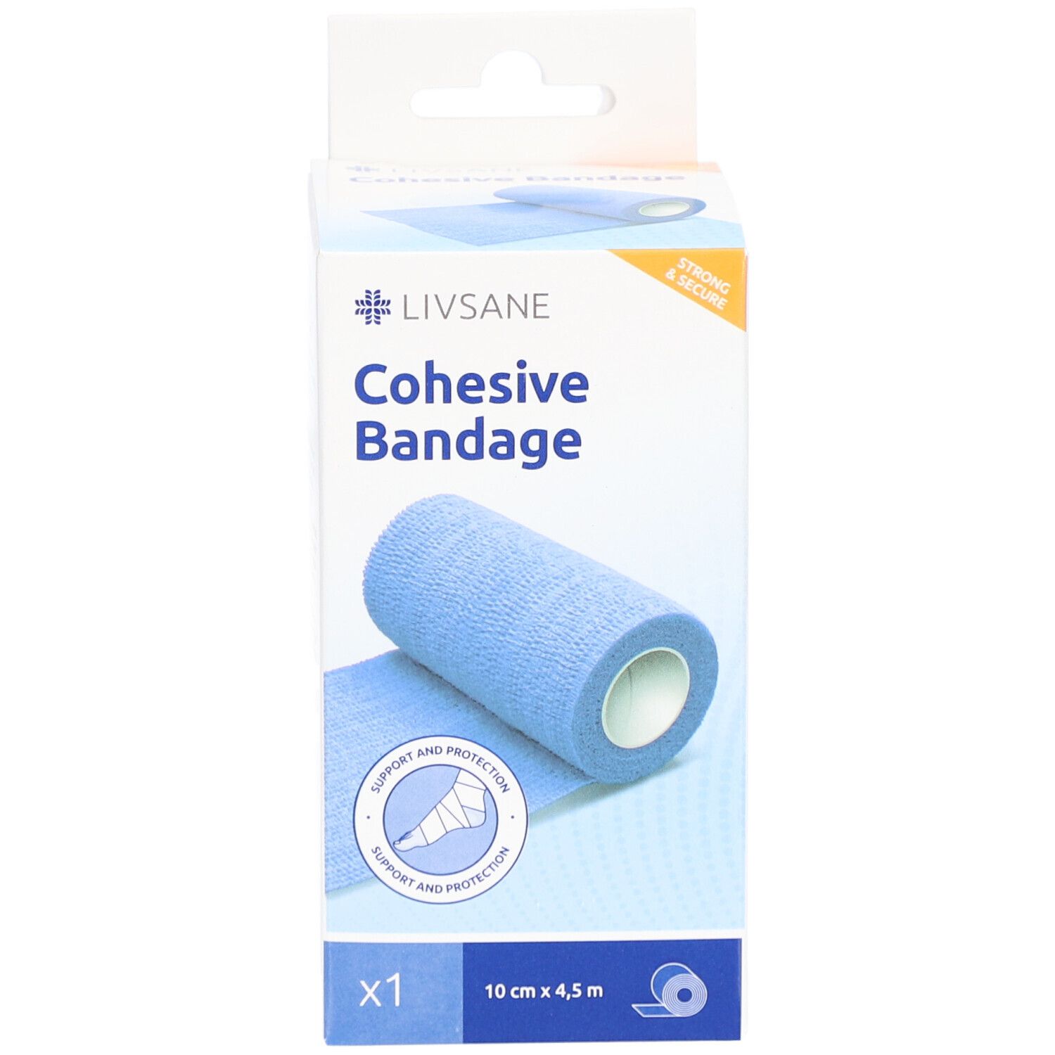 LIVSANE Bande Cohésive 10 cm x 4,5 m – Bande de fixation auto-adhérente