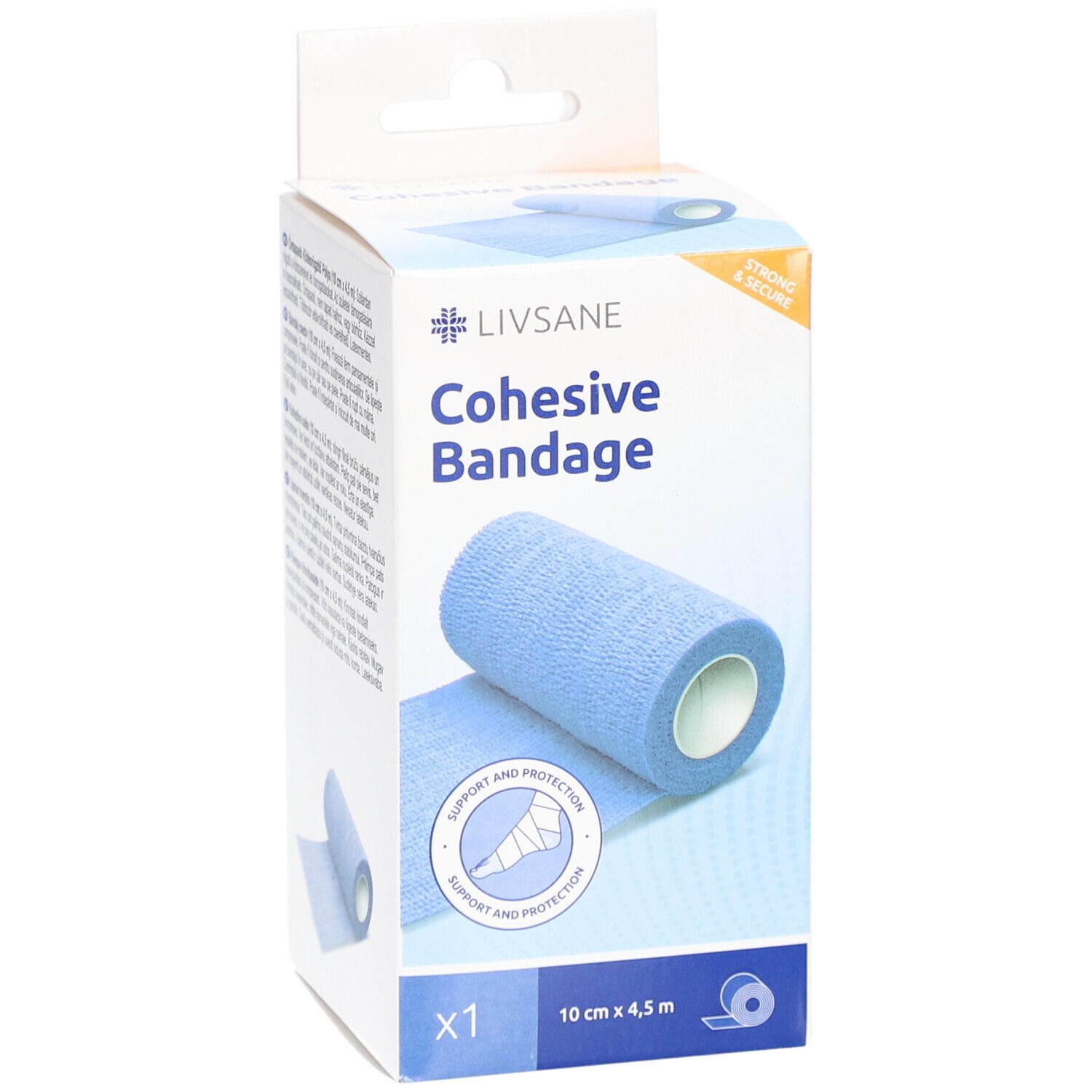 LIVSANE Bande Cohésive 10 cm x 4,5 m – Bande de fixation auto-adhérente