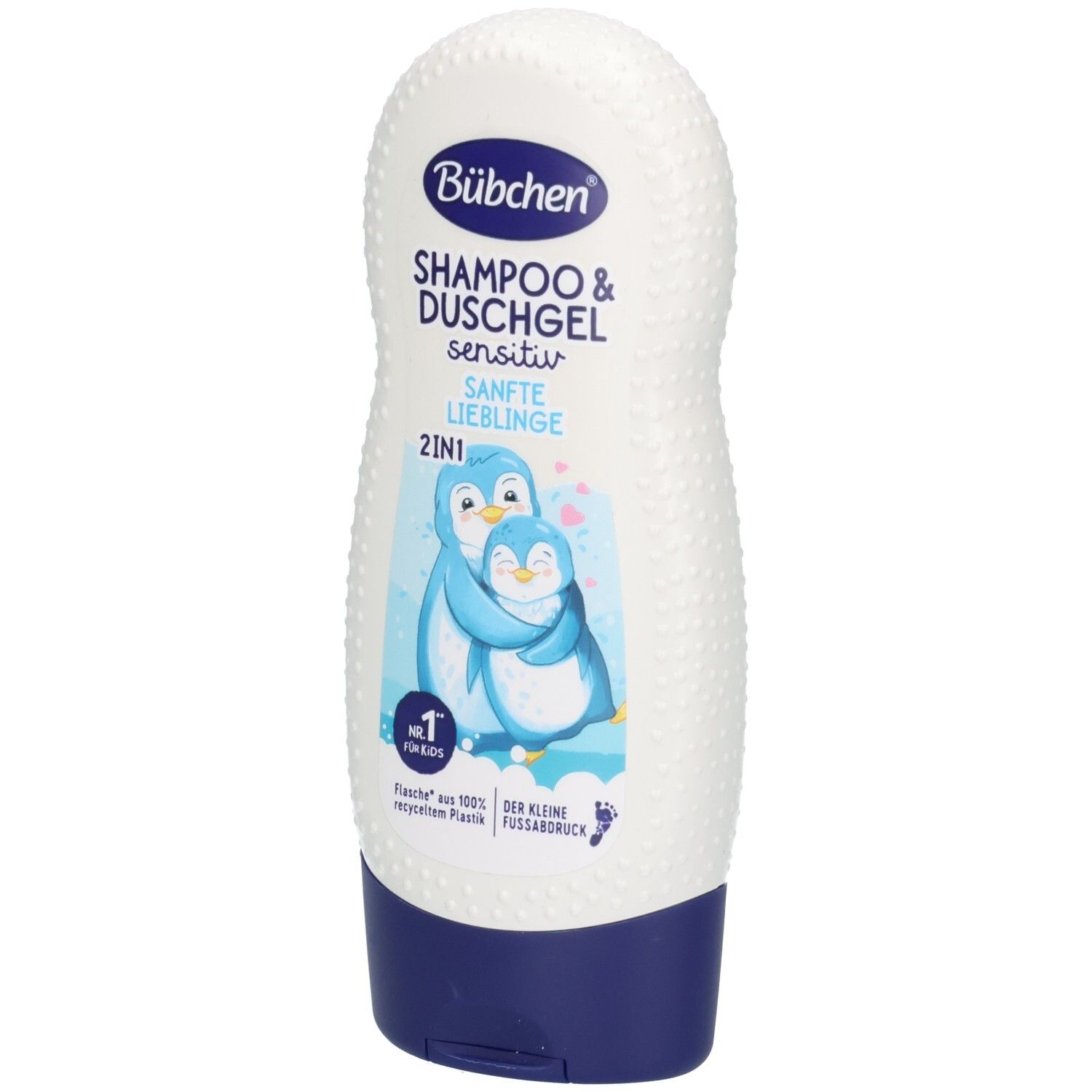 Bübchen Shampoo & Duschgel Sensitiv 2in1 Flasche mit Pinguin-Motiv. Sanfte Reinigung für Kinder.