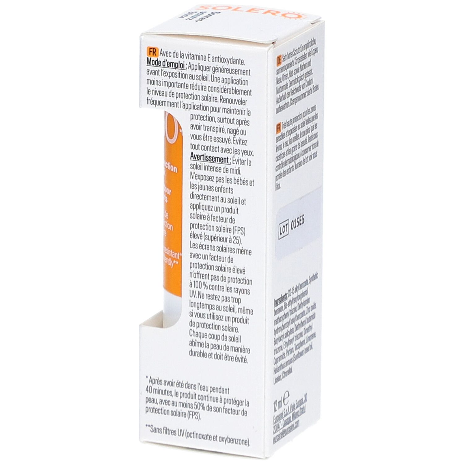 SOLERO Stick de protection solaire Outdoor Sports SPF50+