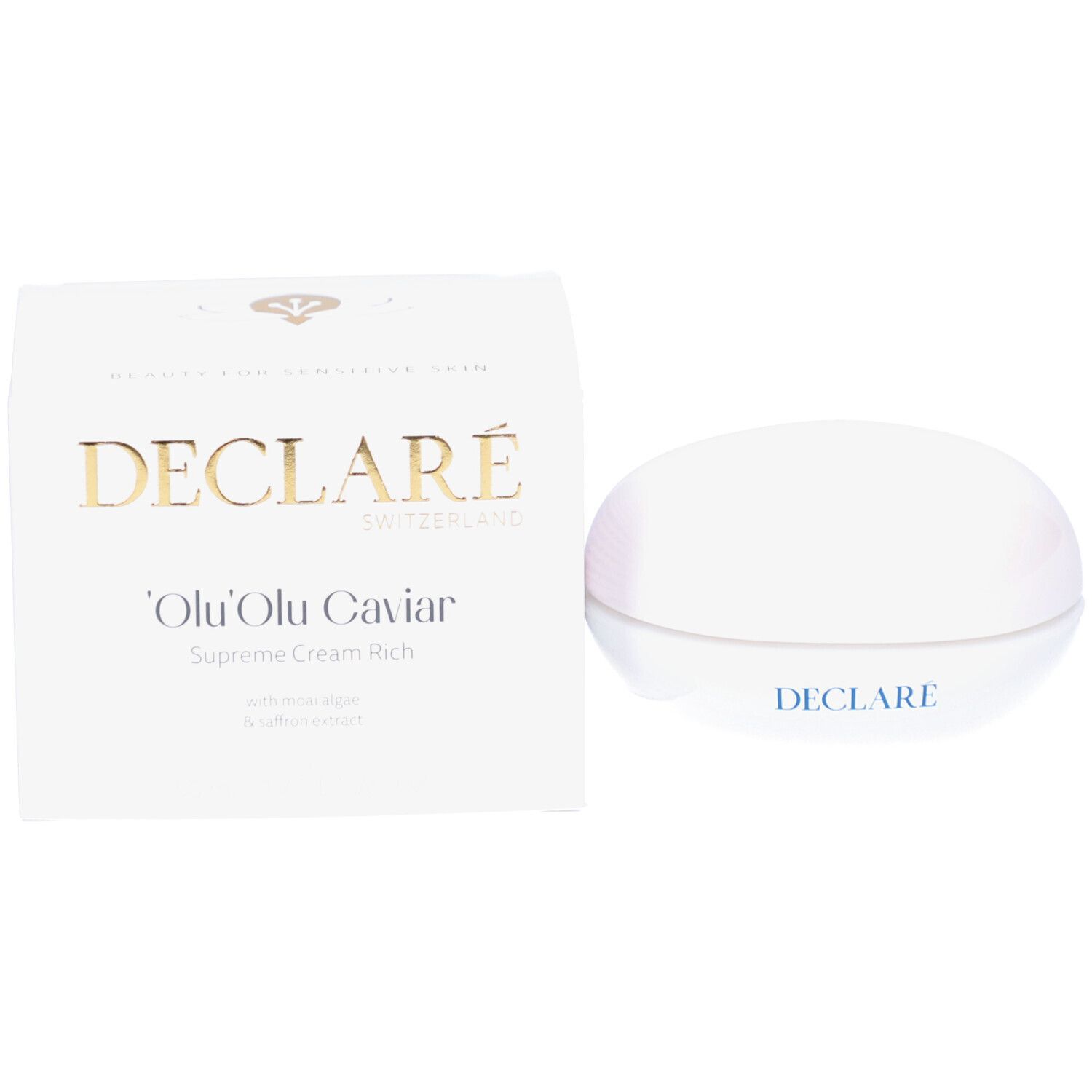 Pot blanc avec couvercle. Inscription : DECLARÉ, boîte.