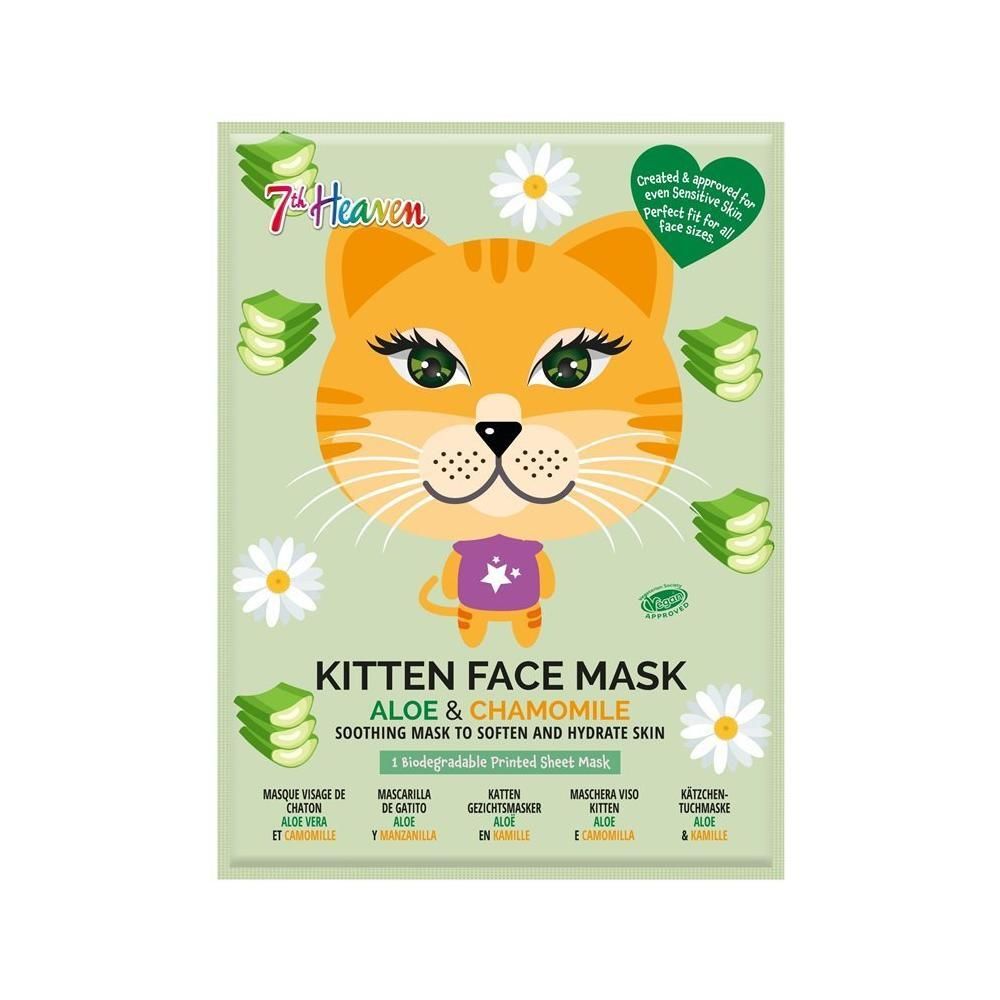 7th Heaven Kitten Gesichtsmaske mit Aloe & Kamille. Beruhigende Maske zur Hauterweichung und Hydration.