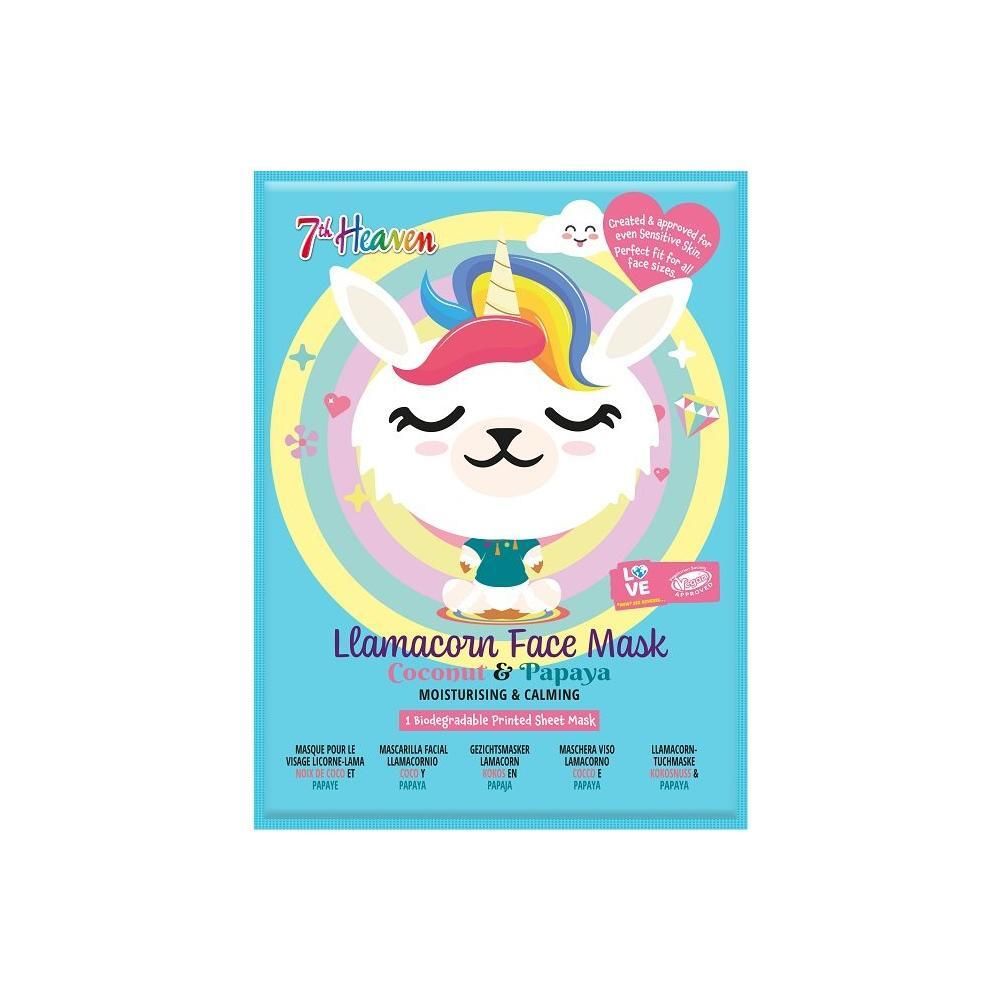 7th Heaven Llamacorn Gesichtsmaske mit Kokos & Papaya. Feuchtigkeitsspendend und beruhigend.