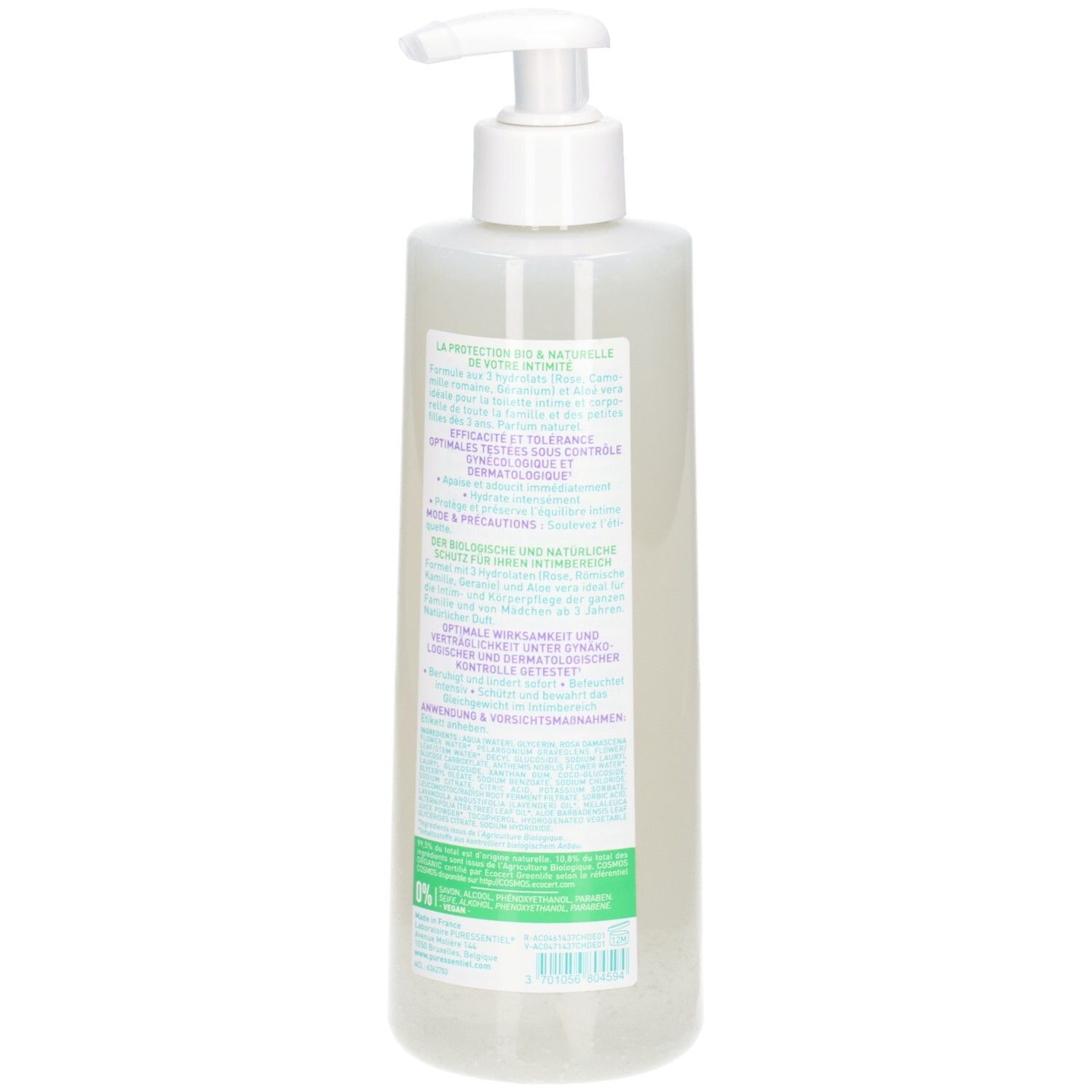 Puressentiel Intimhygiene Waschgel, Rückansicht.