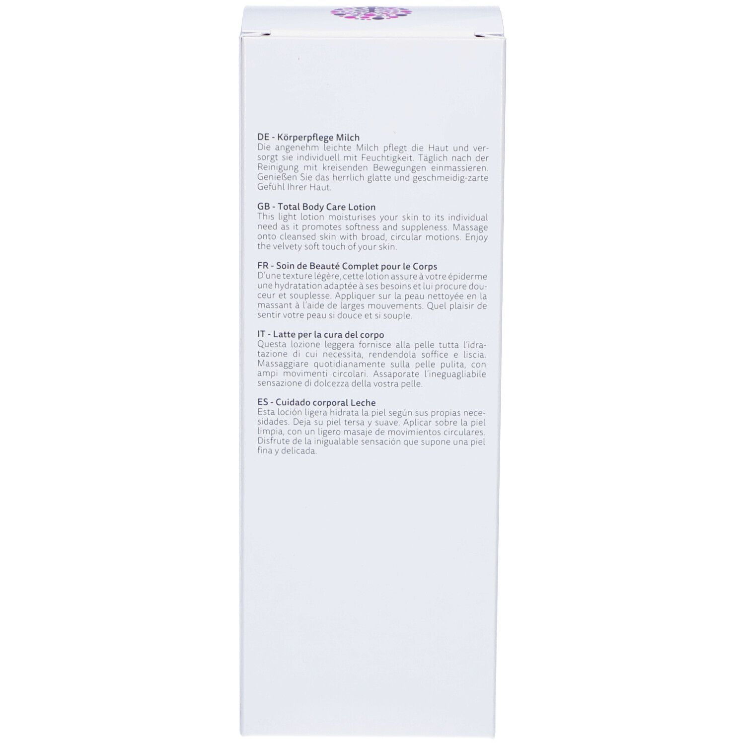 Boîte. Texte en plusieurs langues. Description du produit, instructions d'utilisation.