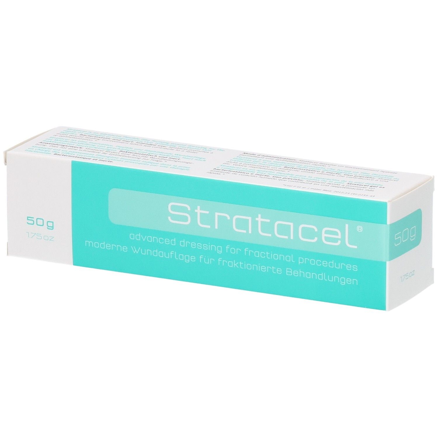 Stratacel Verpackung, 50g. Moderne Wundauflage für fraktionierte Behandlungen.