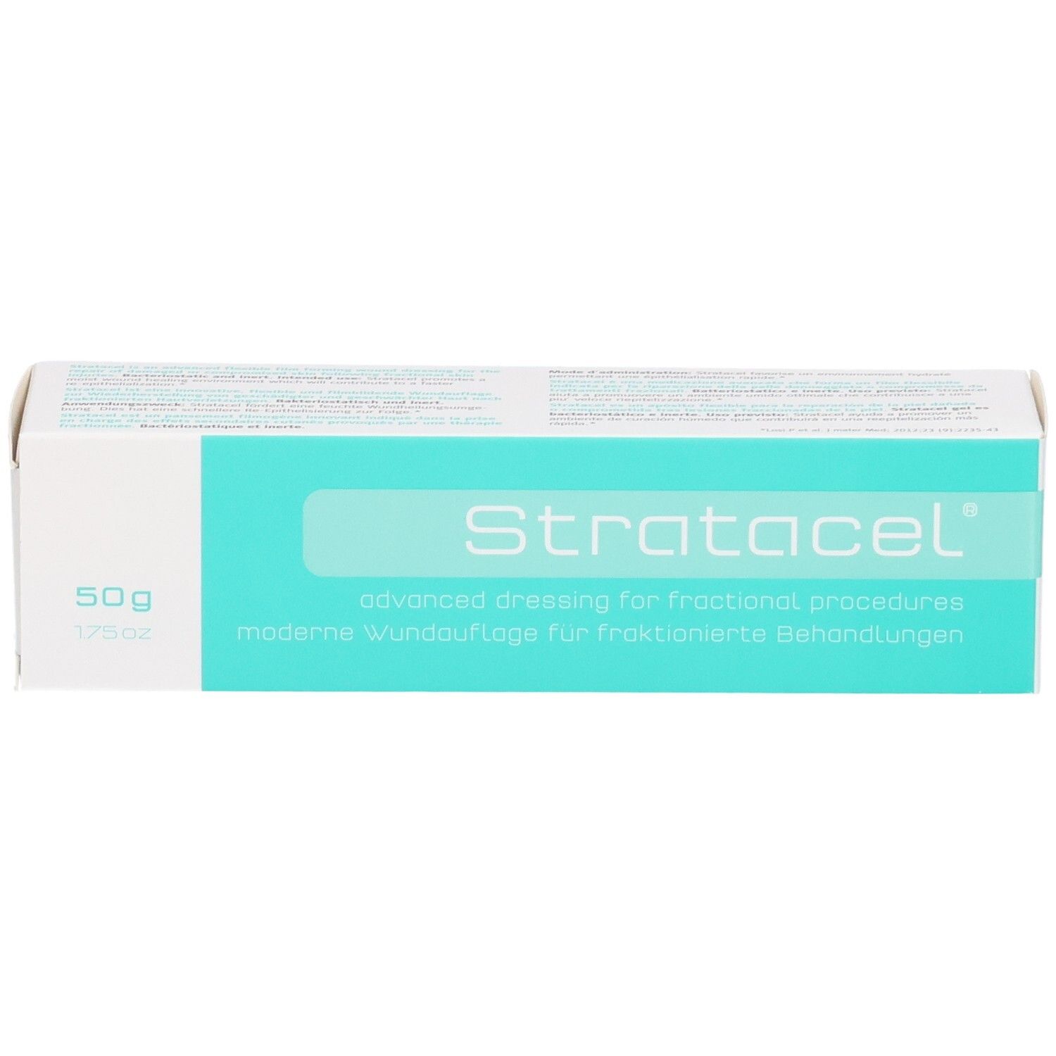 Stratacel Verpackung, 50g. Moderne Wundauflage für fraktionierte Behandlungen.