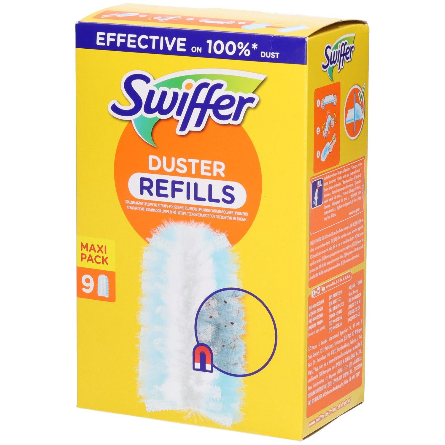 Swiffer Staubmagnet Nachfüllpackungen, Maxi-Packung mit 9 Stück.