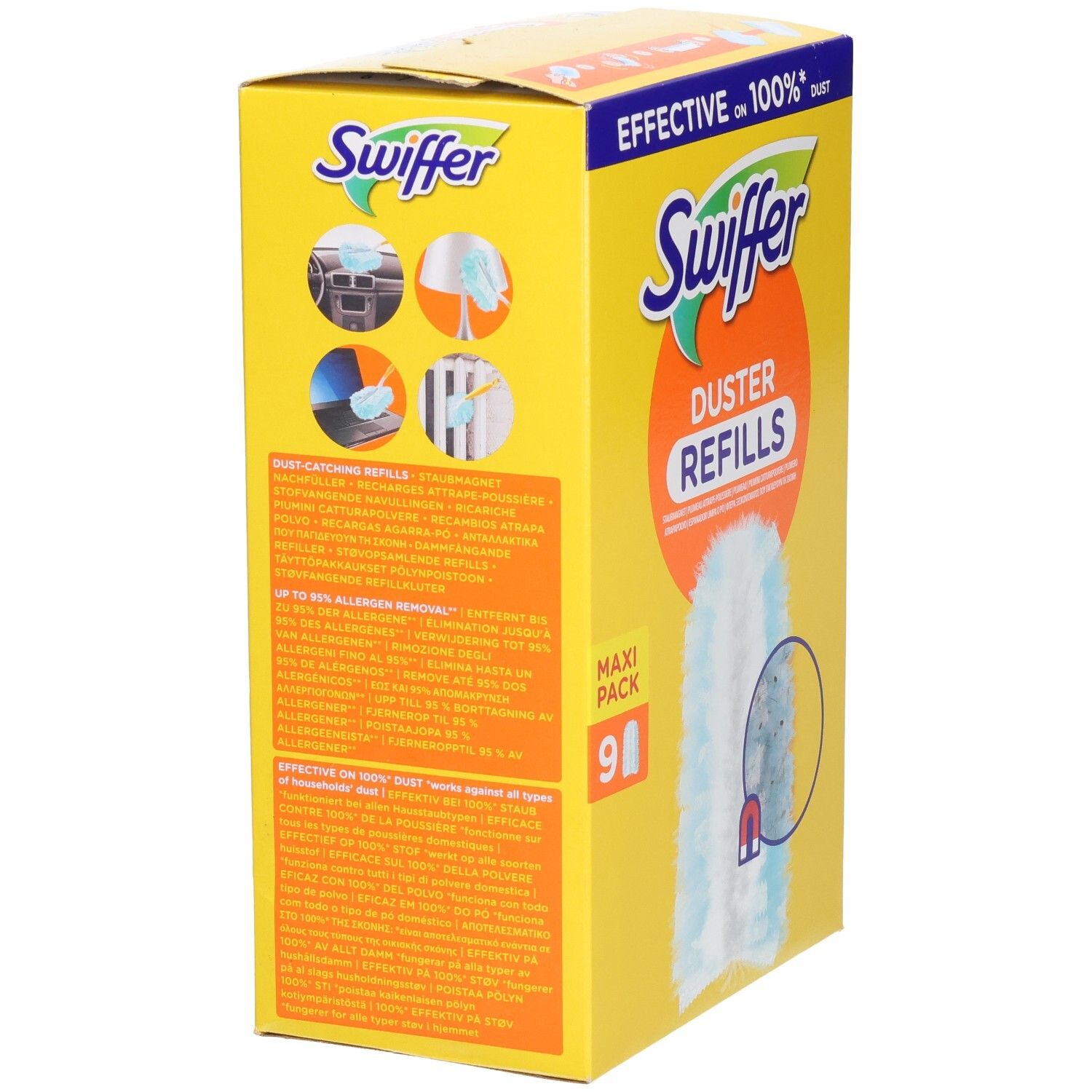 Swiffer Staubmagnet Nachfüllpackungen, Maxi-Packung mit 9 Stück.