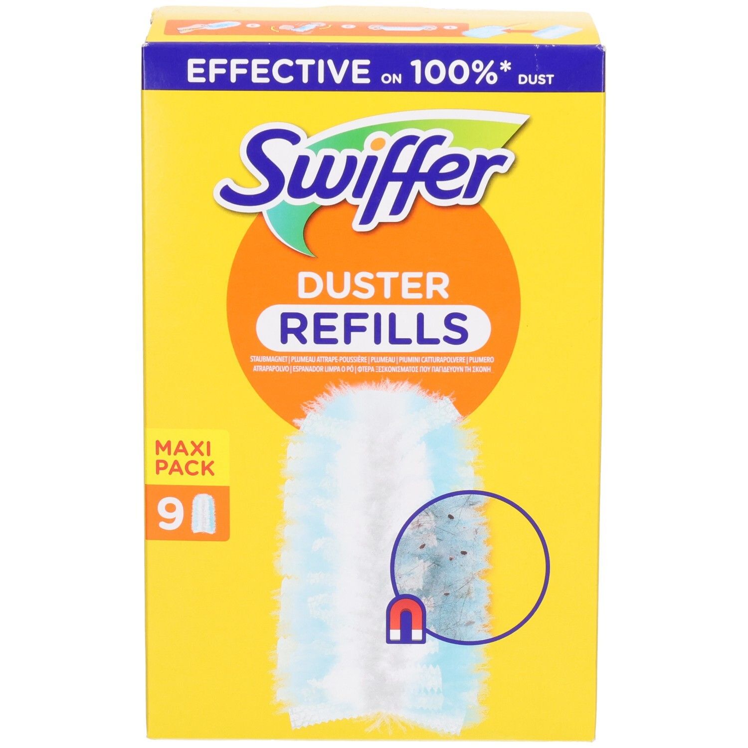Swiffer Staubmagnet Nachfüllpackungen, Maxi-Packung mit 9 Stück.