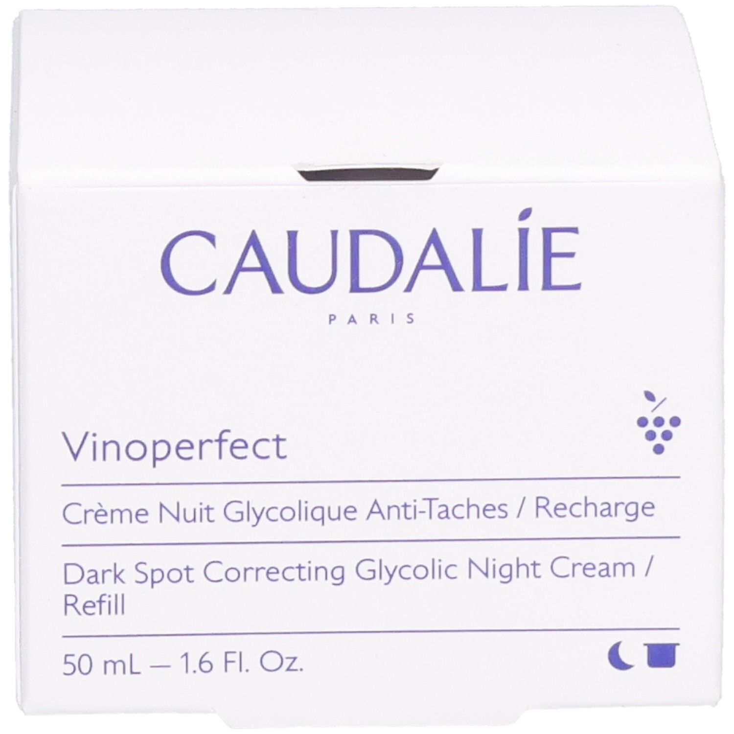 Weiße Verpackung mit Produktinformationen. CAUDALIE-Logo und Produktname. Produktname und Volumenangabe.