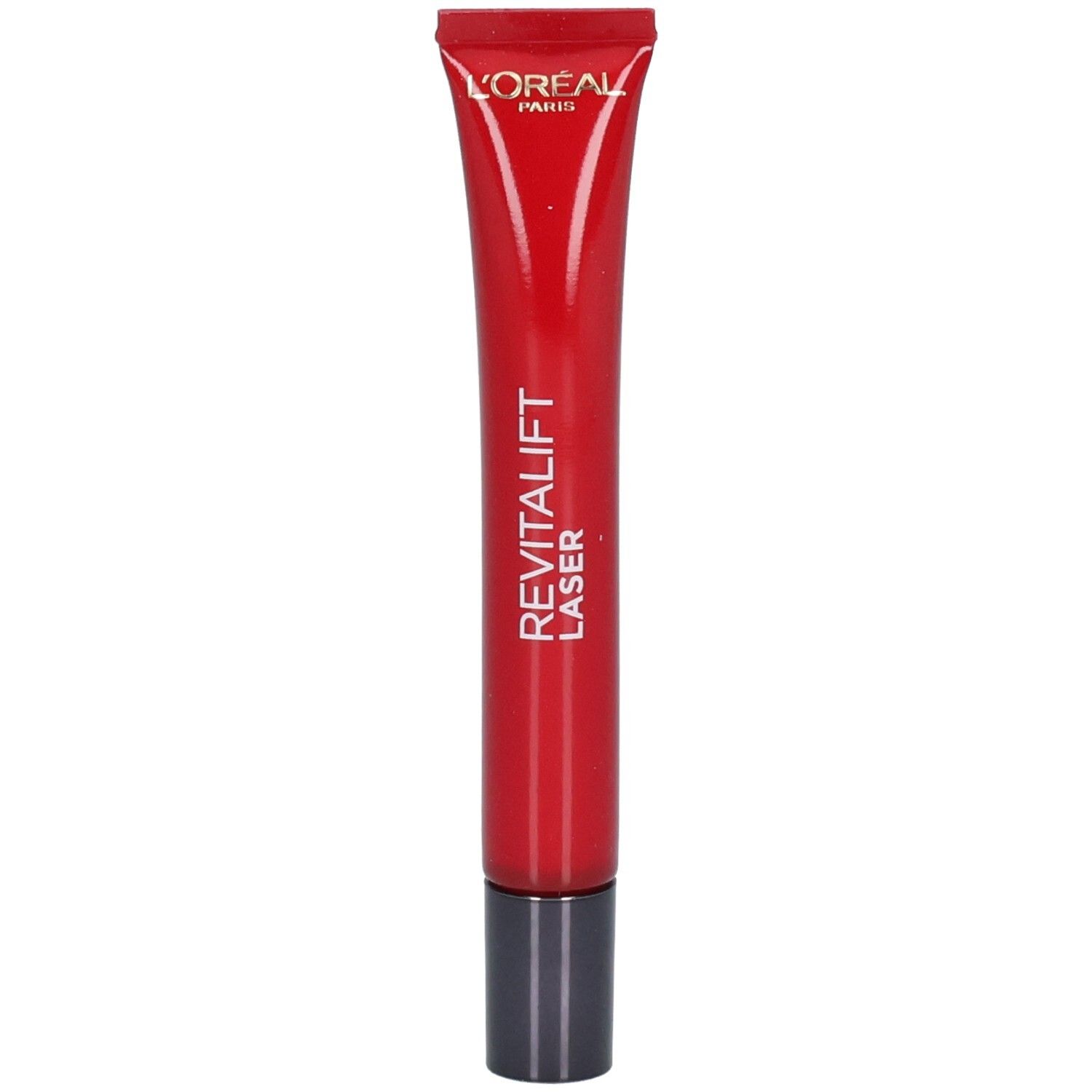 Rote Tube mit L'Oréal Paris Revitalift Laser Schriftzug und silbernem Applikator.