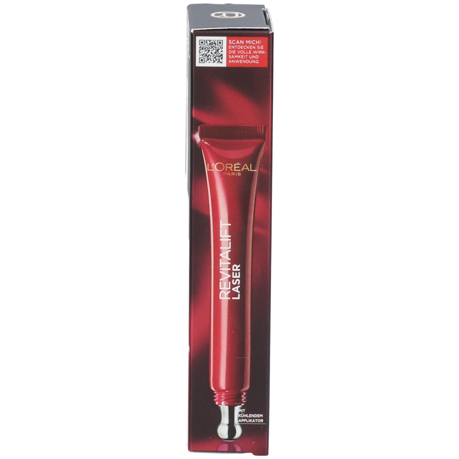 L'Oréal Paris Revitalift Laser Augenpflege in roter Tube, in Verpackung.