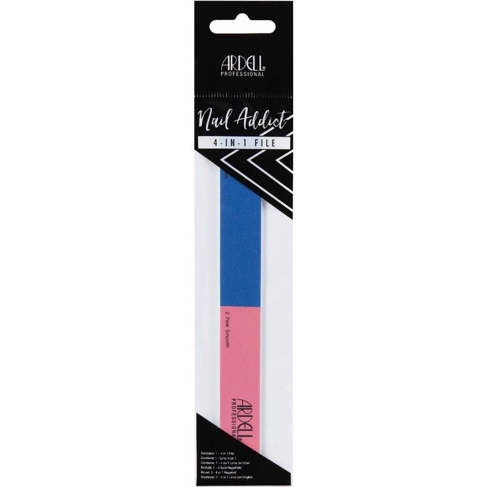 Ardell Nail 4-in-1 Feile in Verpackung. Blau und Rosa.