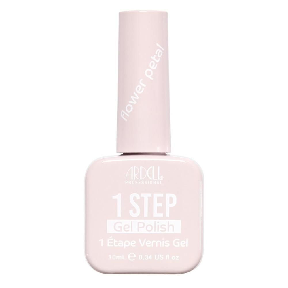 Ardell 1 Step Gel Polish in zartrosa. Flaschenetikett mit "1 STEP Gel Polish" und "flower petal".