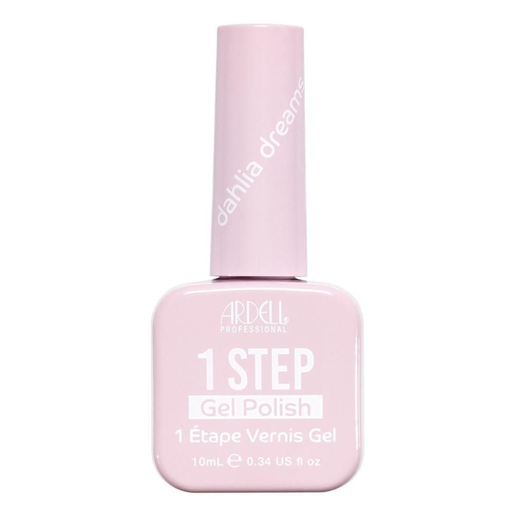 Ardell 1 Step Gel Polish in zartrosa. Flakon mit Applikator. "dahlia dreams" Schriftzug.