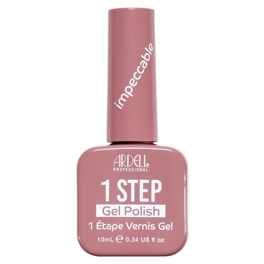 Ardell 1 Step Gel Polish Flasche in Rosa. "impeccable" auf dem Deckel. "1 STEP Gel Polish" auf dem Etikett.