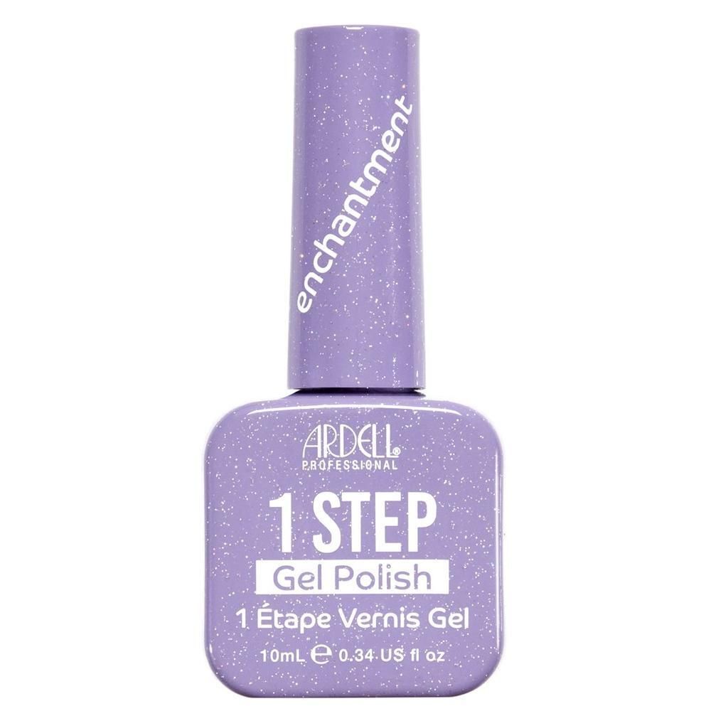Lila 1 STEP Gel Polish Flasche mit Glitzerpartikeln und dem Schriftzug 'enchantment'.