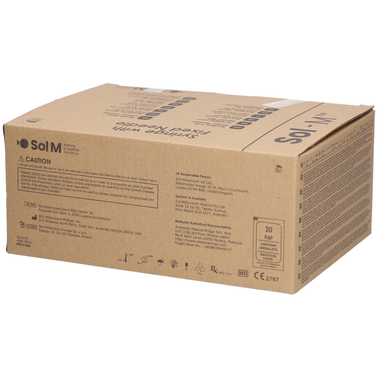 SOL-M Seringue à aiguille fixe 1ml 27G 1/2