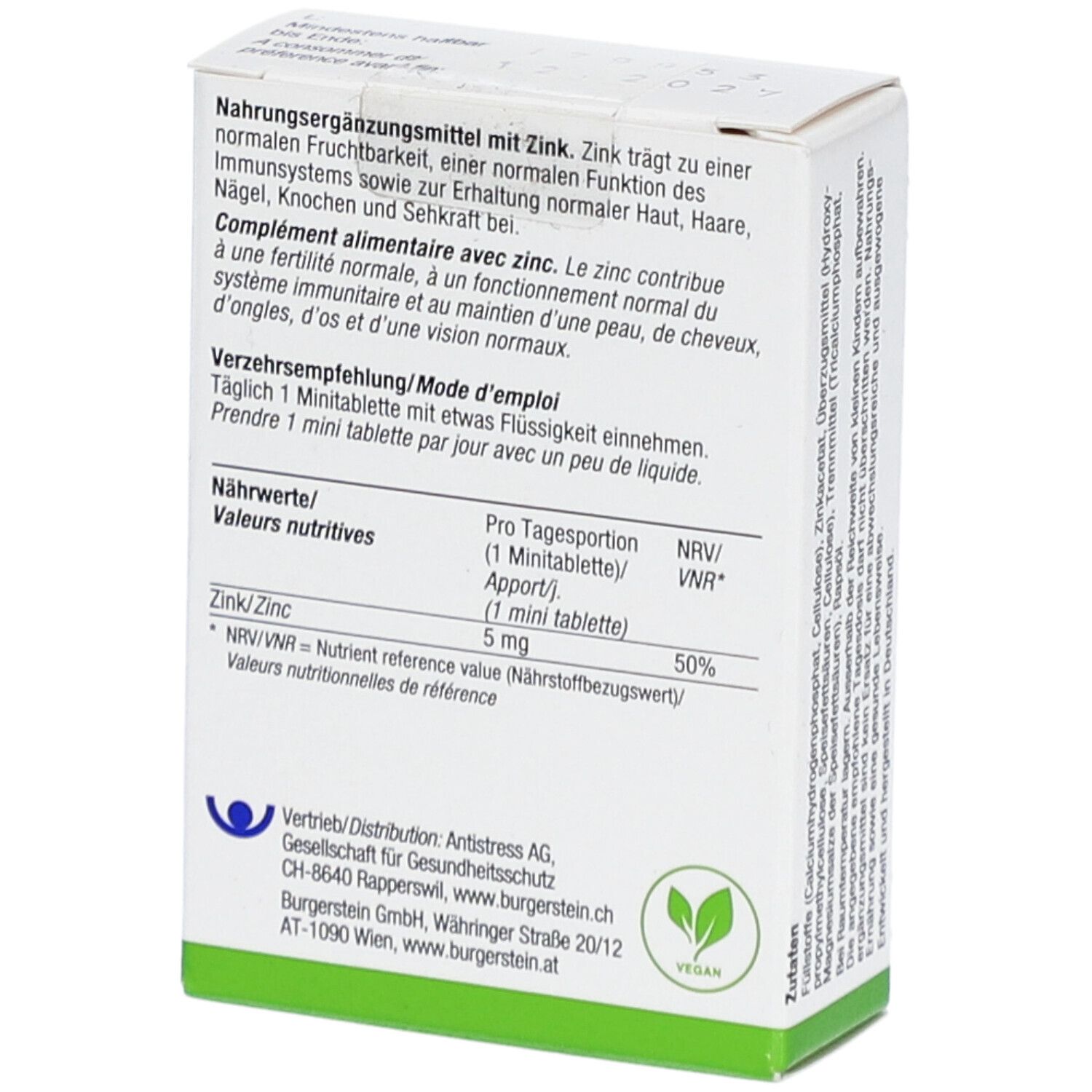 BURGERSTEIN ZinkVital 5 mg Zink