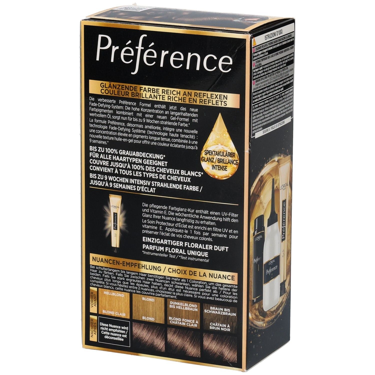L'Oréal Paris Préférence 4.0 Natur Braun Haarfarbe mit Anwendungshinweisen.