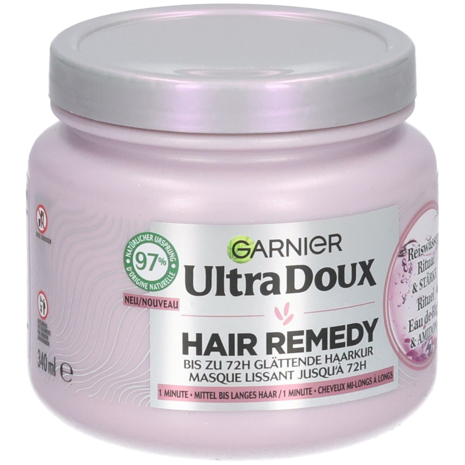 Garnier Ultra Doux Haarkur mit Reiswasser & Stärke, 340 ml.