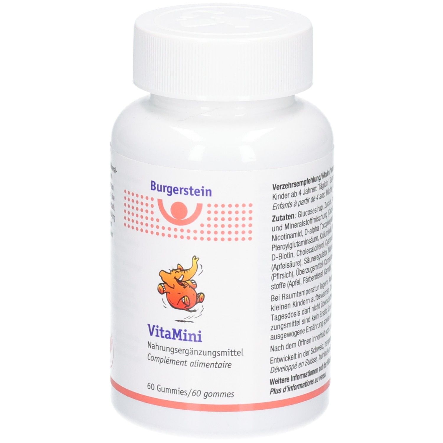 Burgerstein VitaMini Gummibärchen, Nahrungsergänzungsmittel für Kinder, 60 Stück.