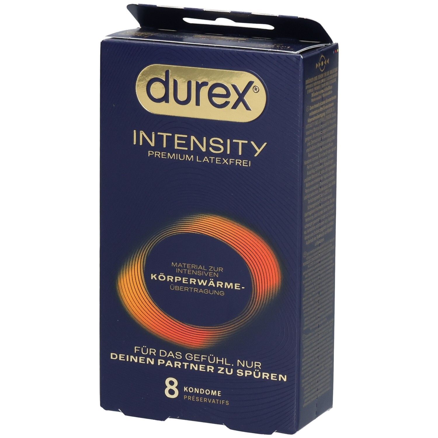 Durex Intensity Kondompackung, 8 Stück, latexfrei.