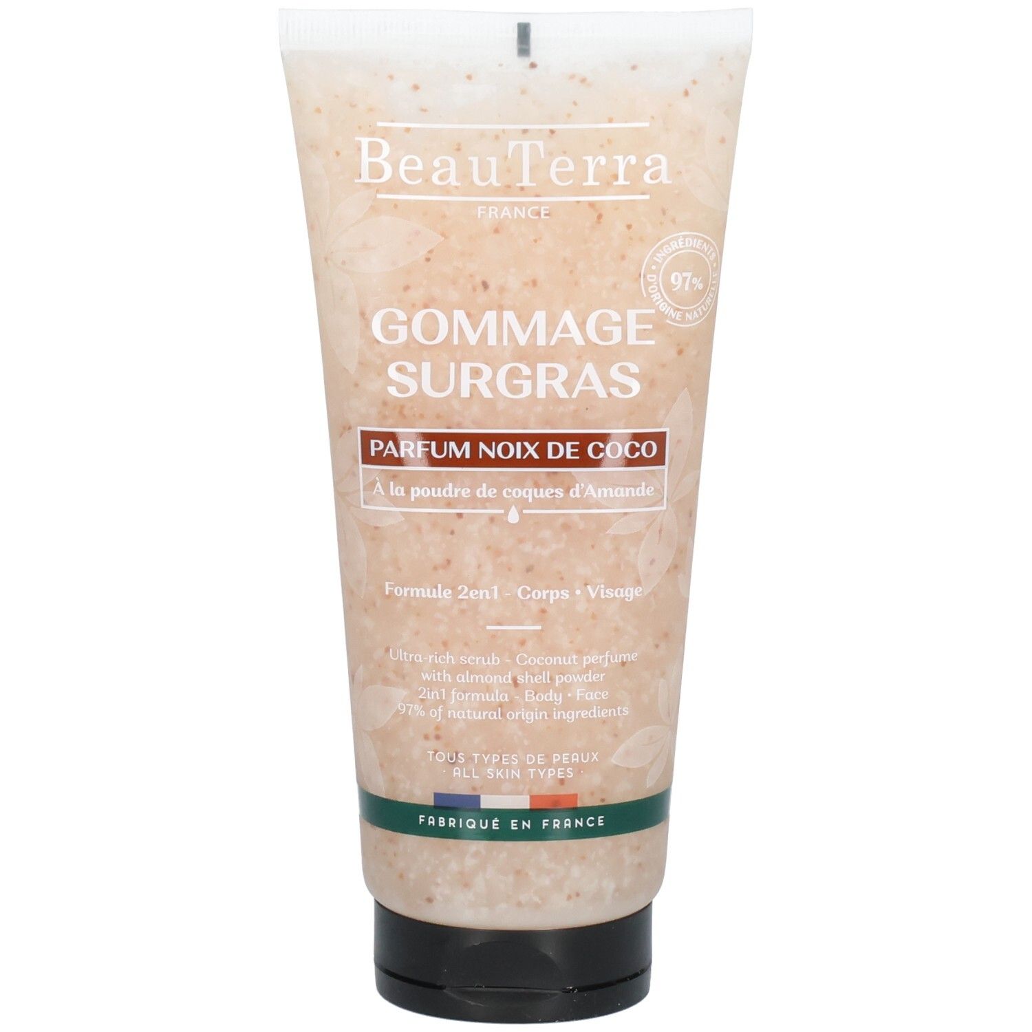 BeauTerra Gommage Surgras Kokosnuss-Peeling in einer Tube. Enthält 97% natürliche Inhaltsstoffe.