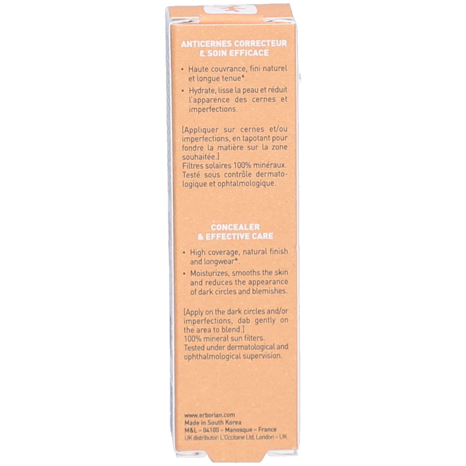 Verpackung, Text: Beschreibung, Concealer & Effective Care.