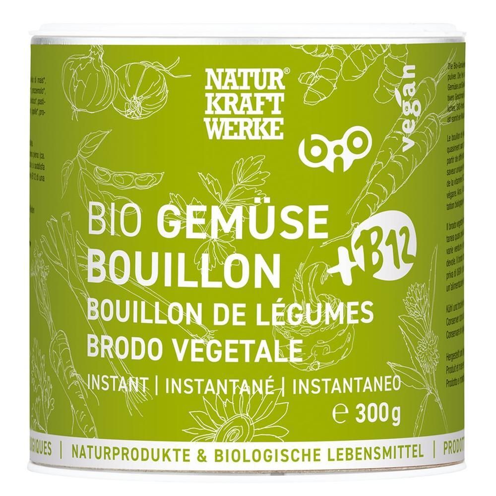 Grüne Dose NATURKRAFTWERKE Bio Gemüsebouillon mit B12, vegan, 300g.