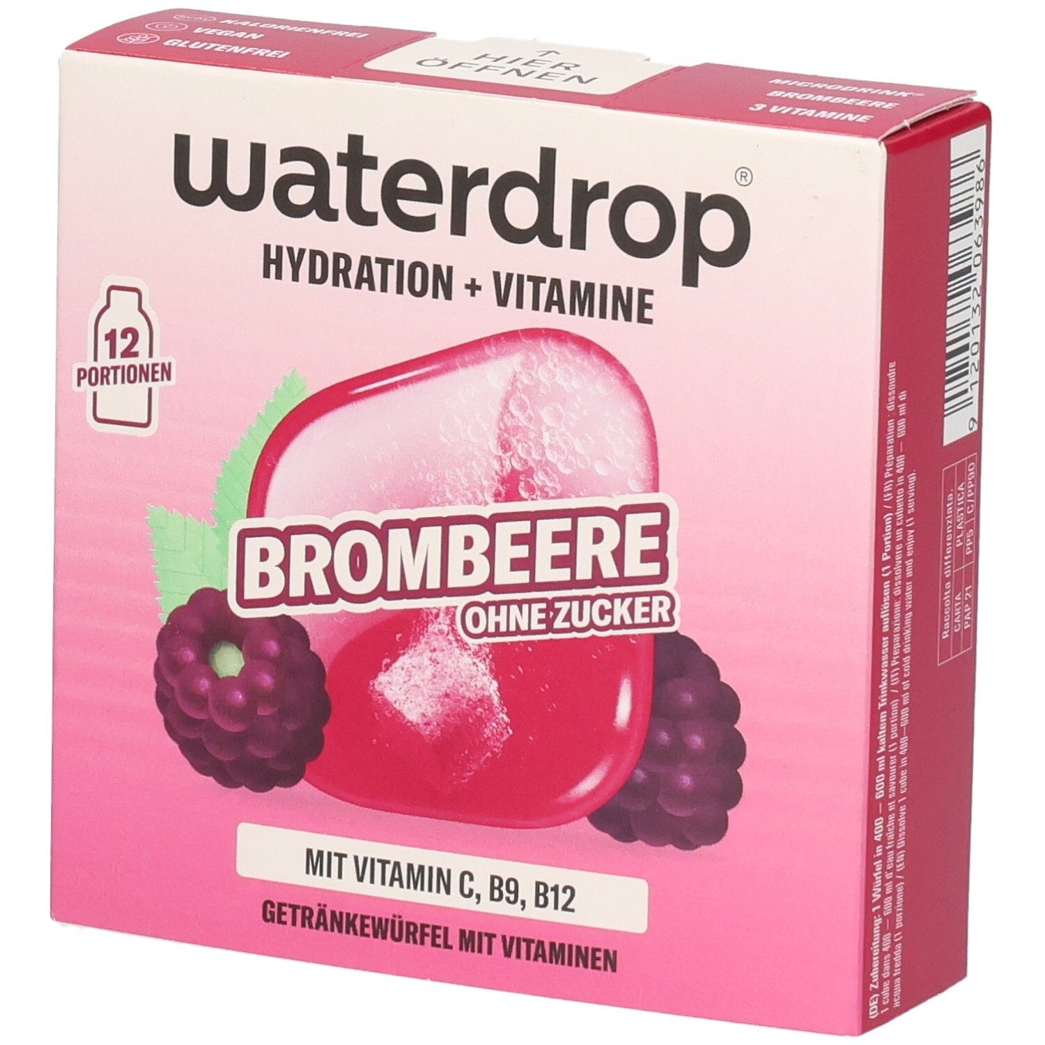 Waterdrop Brombeere: 12 Portionen Getränkewürfel mit Vitaminen, zuckerfrei.