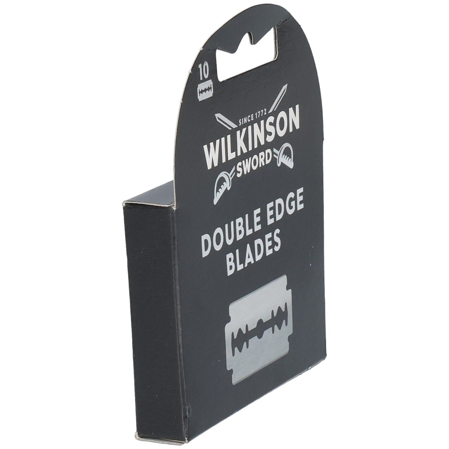Rückseite der Verpackung mit Details zu Wilkinson Sword Double Edge Rasierklingen.