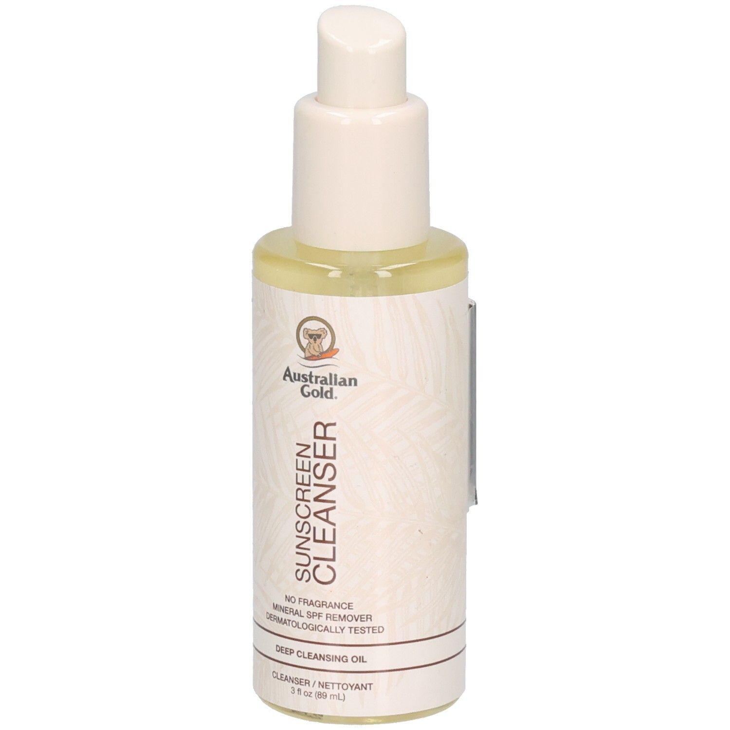 Flasche mit Pumpspender, Australian Gold Sonnenschutzreiniger, 89 ml.