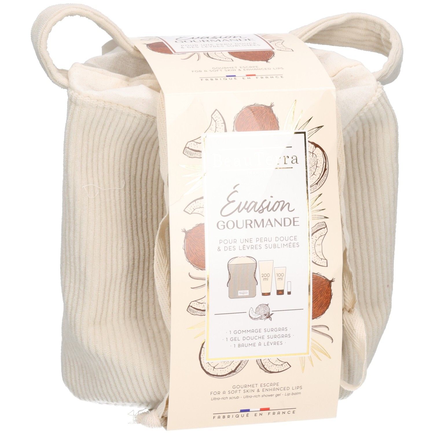 BeauTerra „Évasion Gourmande“ – Kokosnuss-Geschenkset mit 3 Pflegeprodukten: Produktbild