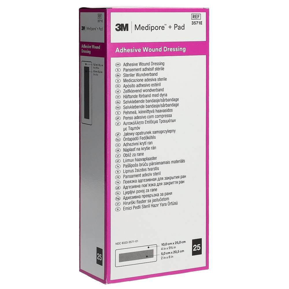 3M Medipore+ Pad Packung mit 25 sterilen Wundauflagen.