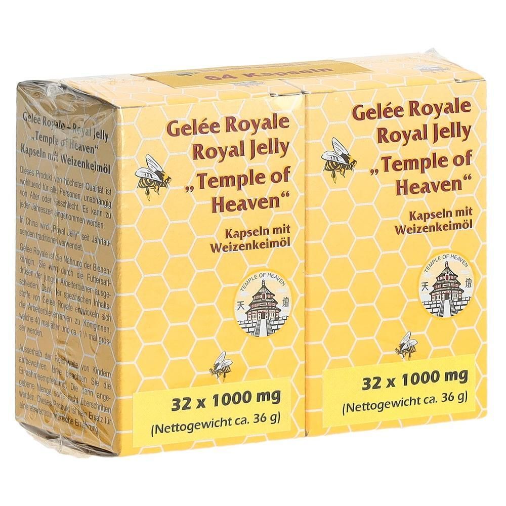Verpackung mit zwei Schachteln "Royal Jelly", je 32 Kapseln mit Weizenkeimöl.