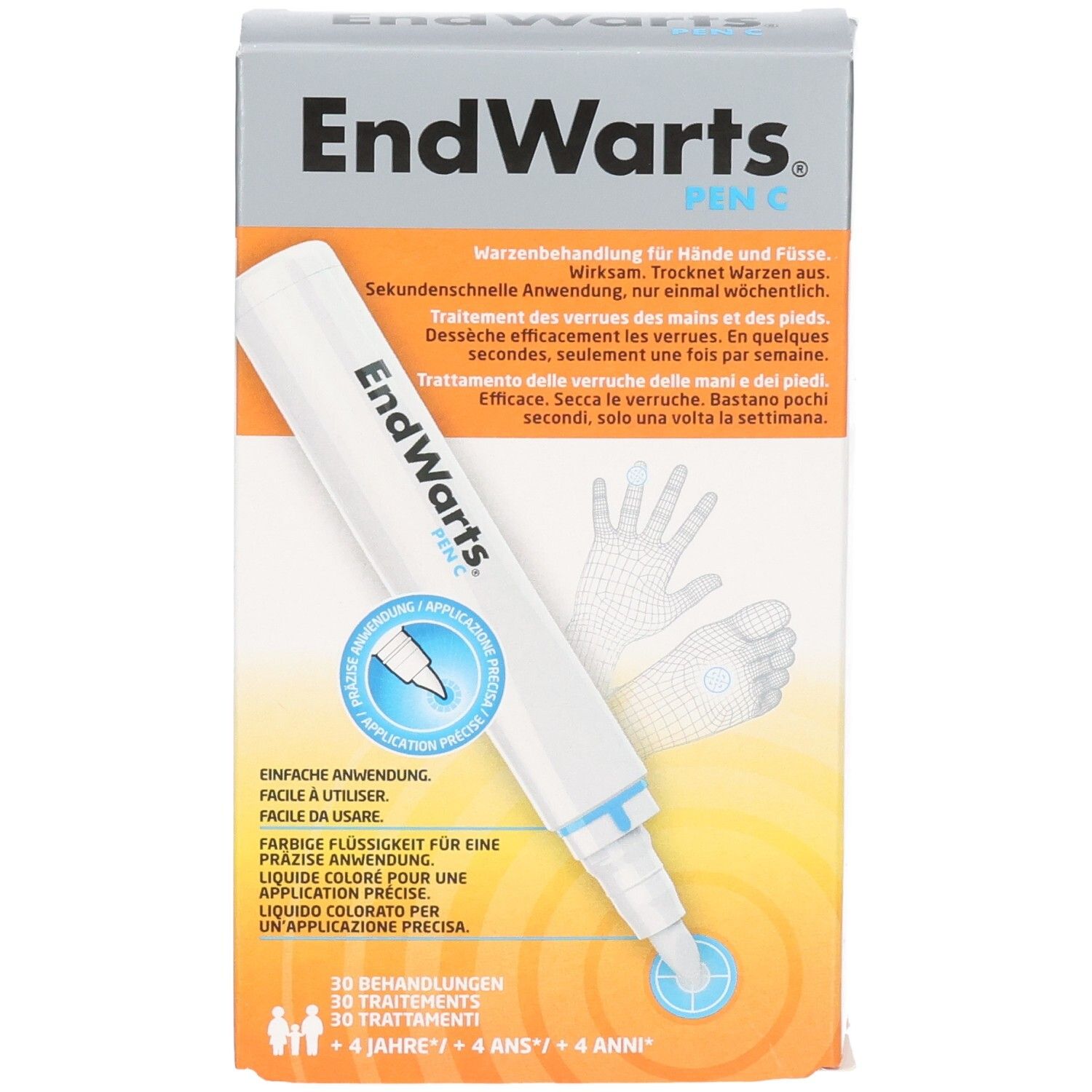 EndWarts Pen C Karton mit Applikatorstift. Präzisionsapplikator für Warzenbehandlung, 3 ml.