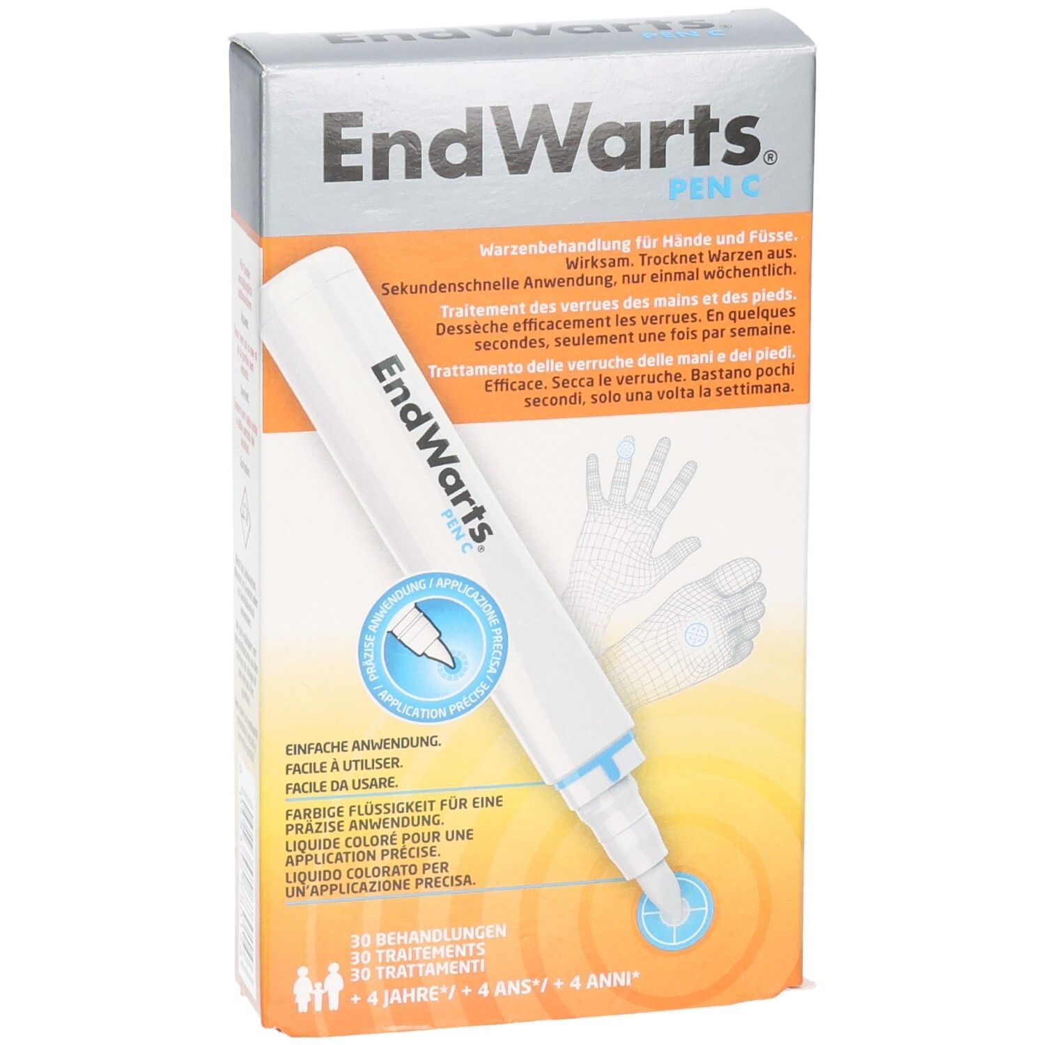 EndWarts Pen C Karton mit Applikatorstift. Präzisionsapplikator für Warzenbehandlung, 3 ml.