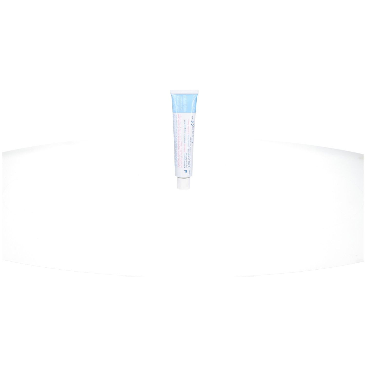 Ansicht von oben einer Tube GYNIAL Vaginalgel HydroSanta. Hellblaue Tube mit weißem Verschluss.