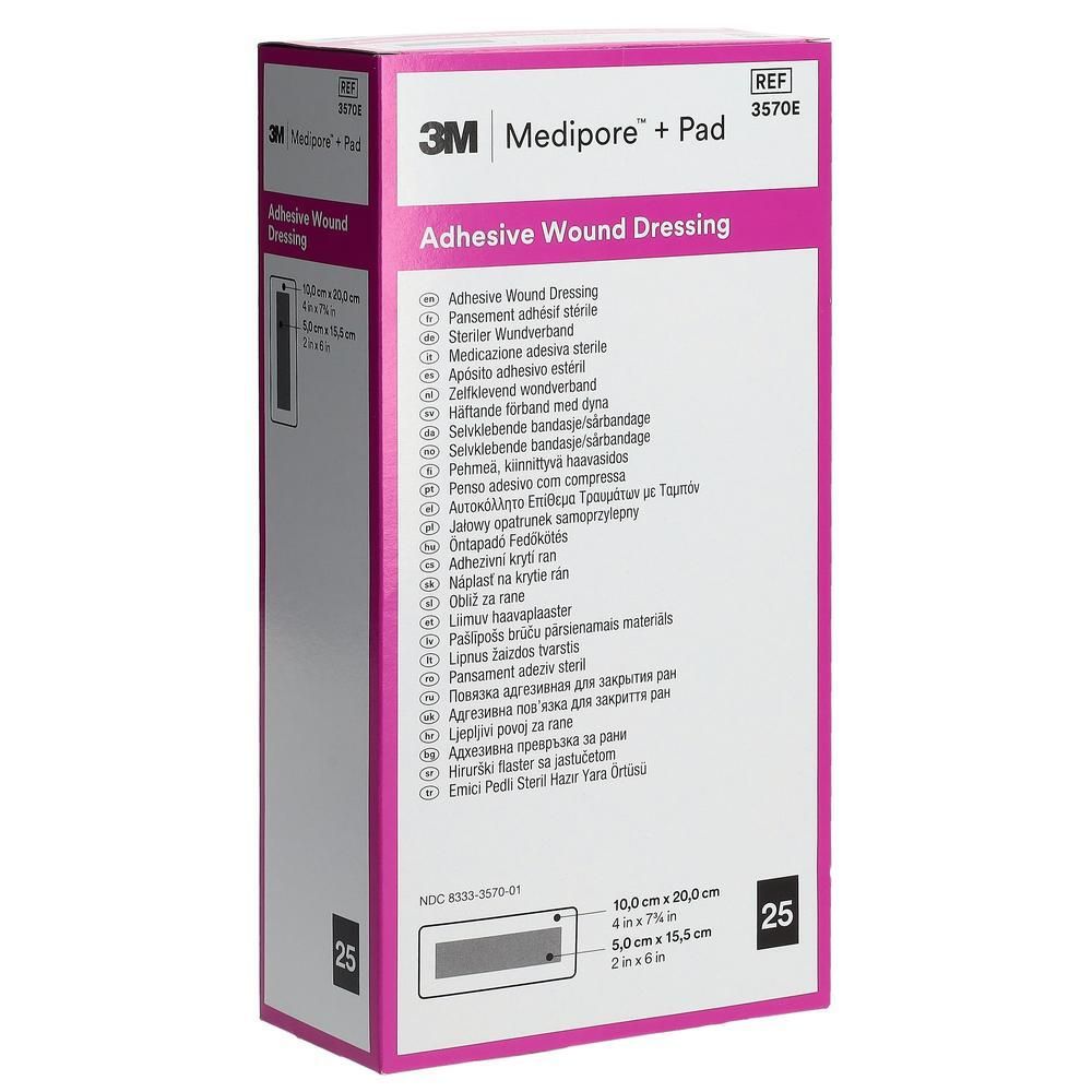 3M Medipore+ Pad Klebeverband, 10x20cm, 25 Stück.