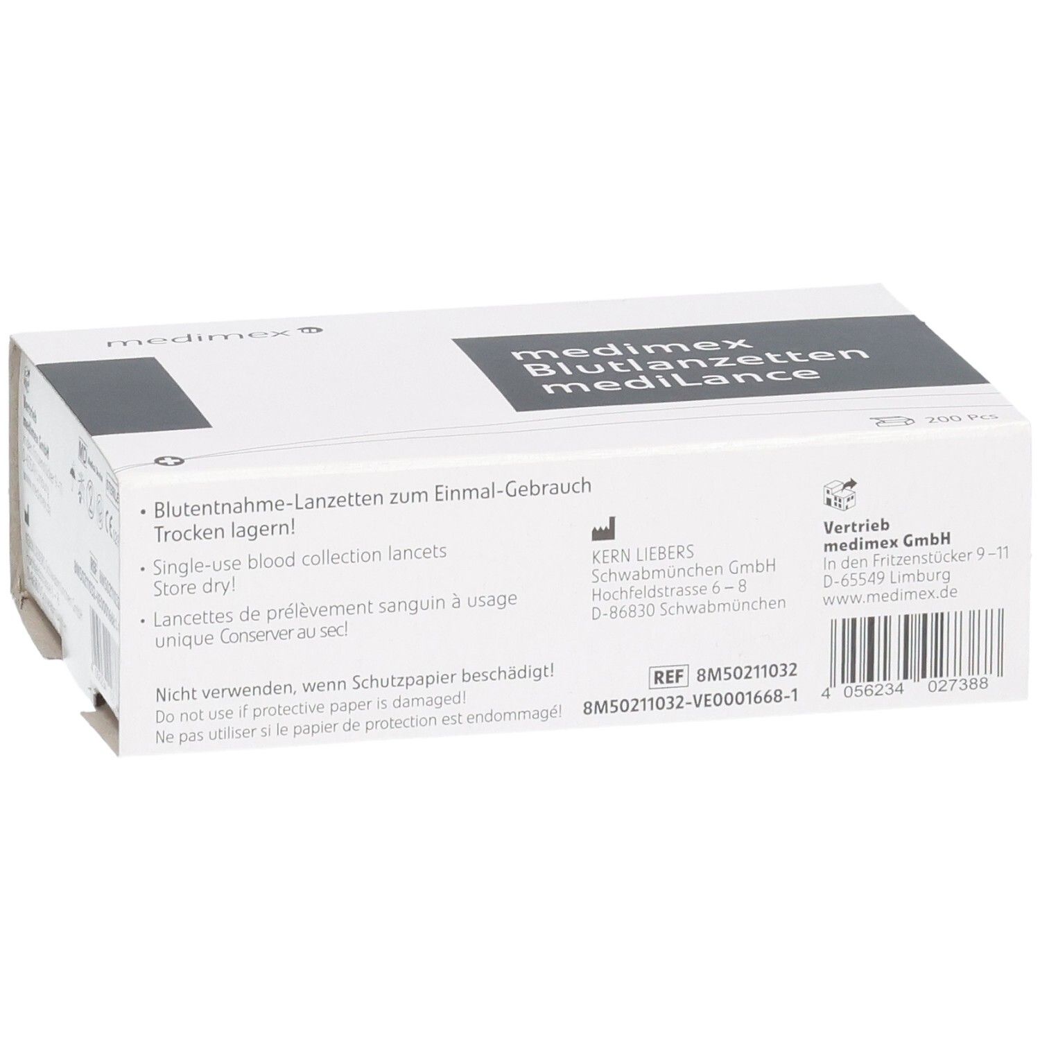 Medimex Blutentnahme-Lanzetten Verpackung, steril, 200 Stück.