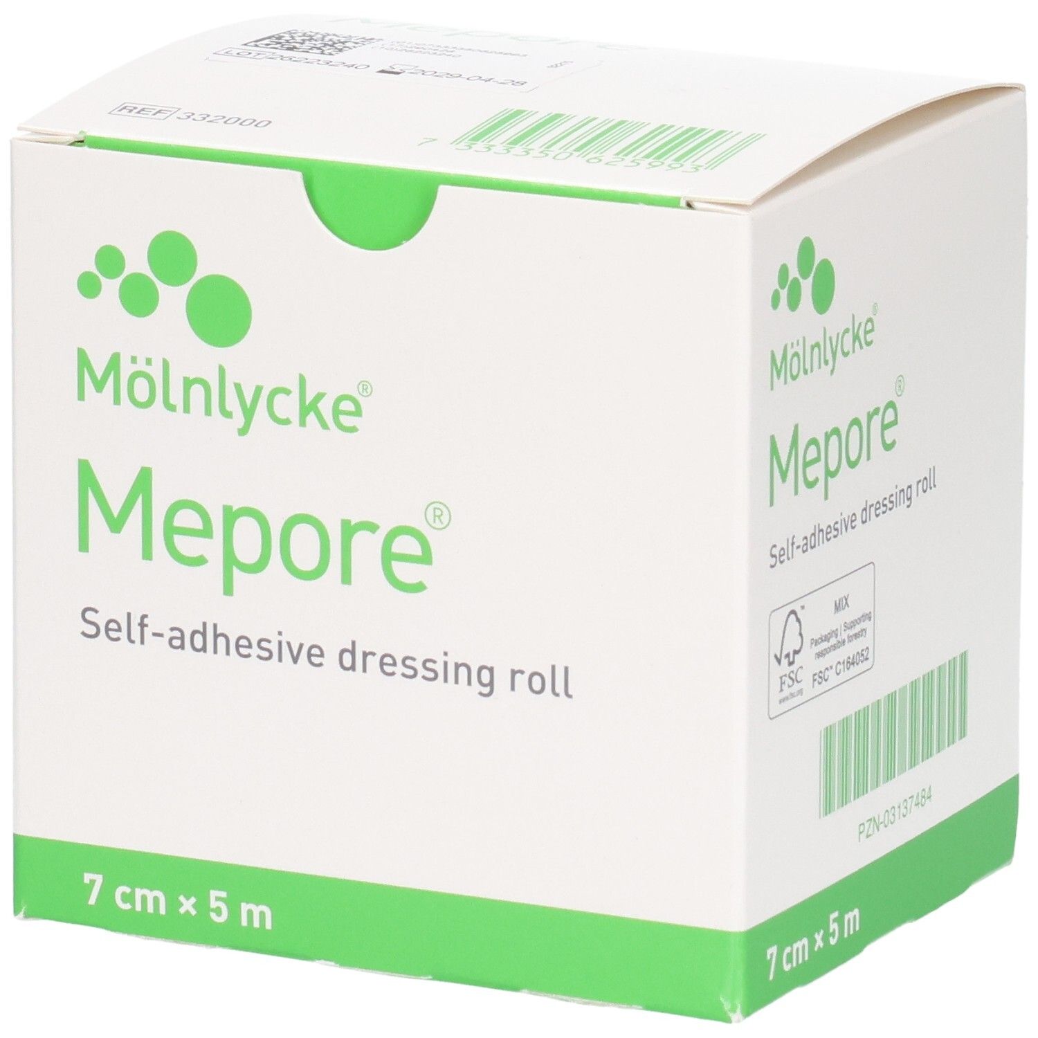 Mepore Verbandrolle, 7cm x 5m, selbstklebend.