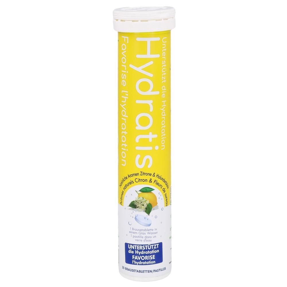 Hydratis Brausetabletten Zitrone & Holunderblüte: Röhrchen mit 20 Tabletten zur Hydration.